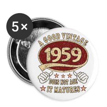 64ème Anniversaire 1959 '64 Bon millésime - Lot de 5 grands badges (56 mm) - blanc - Devant