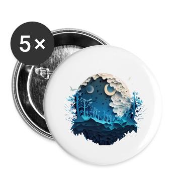 Mutter Natur Nachtmond - Buttons groß 56 mm (5er Pack) - Weiß - Vorne