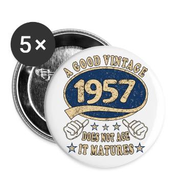 66th Birthday 1957 '66 Good Vintage - Buttons large 2.2''/56 mm (5-pack) - white - Front