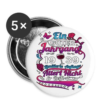 84. Geburtstag 1939 84er Guter Jahrgang - Buttons groß 56 mm (5er Pack) - Weiß - Vorne