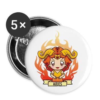 Zodiac Girl: Aries, Aries - Buttons large 2.2''/56 mm (5-pack) - white - Front