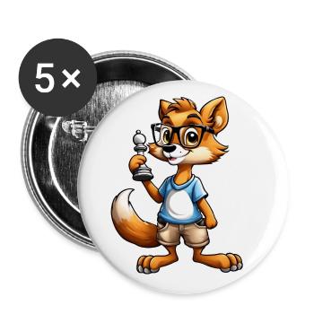 Clever Fox Kids Pillow Cup Sticker Button - Lot de 5 grands badges (56 mm) - blanc - Devant