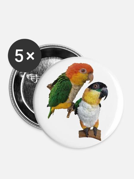 Der orangeköpfige Caique - Buttons groß 56 mm (5er Pack) - Weiß