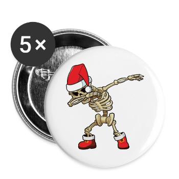 Dabbing Skeleton Santa Claus - Buttons large 2.2''/56 mm (5-pack) - white - Front
