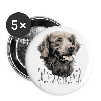 Golden Retriever Dog - Buttons large 2.2''/56 mm (5-pack) - white - Front