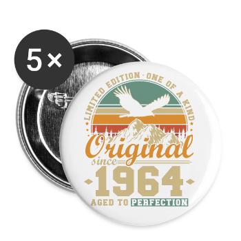 Original Since 1964 Vintage Birthday Gift - Buttons large 2.2''/56 mm (5-pack) - white - Front