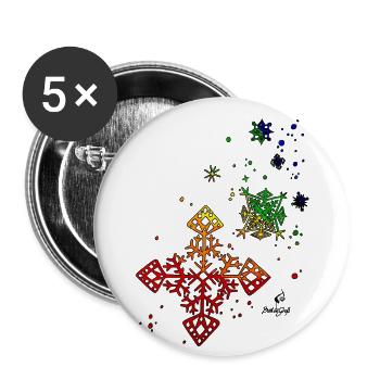Regenbogenschneeflocken - Buttons groß 56 mm (5er Pack) - Weiß - Vorne