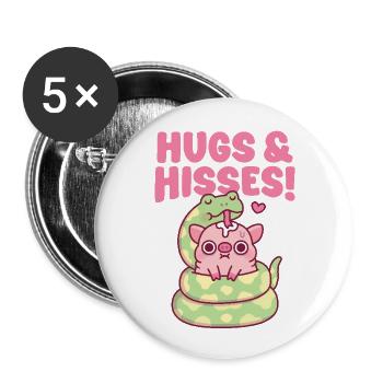 Cute Snake Curl Around Pig Hugs & Hisses Funny - Buttons large 2.2''/56 mm (5-pack) - white - Front