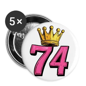 74 Number Krone - Buttons large 2.2''/56 mm (5-pack) - white - Front
