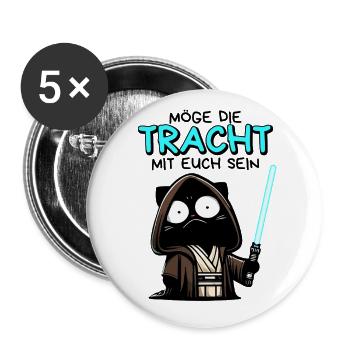 Möge die Tracht mit euch sein – Nerdkatze - Buttons groß 56 mm (5er Pack) - Weiß - Vorne
