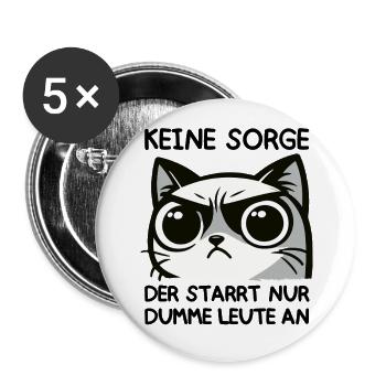 Grumpy Blick – Der starrt nur dumme Leute an - Buttons groß 56 mm (5er Pack) - Weiß - Vorne