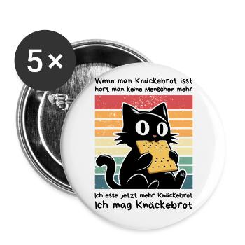 Menschen überhören - Schwarze Katze Sarkasmus - Buttons groß 56 mm (5er Pack) - Weiß - Vorne