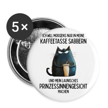 Launisches Prinzessinnengesicht am Morgen - Buttons groß 56 mm (5er Pack) - Weiß - Vorne