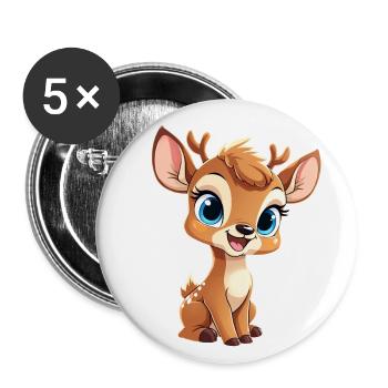 Reindeer child - Buttons large 2.2''/56 mm (5-pack) - white - Front