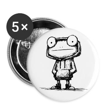 Kawaii Frog Cartoon Sketch – Cute & Funny - Buttons large 2.2''/56 mm (5-pack) - white - Front