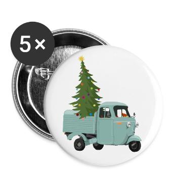 Weihnachtslieferung - Buttons groß 56 mm (5er Pack) - Weiß - Vorne