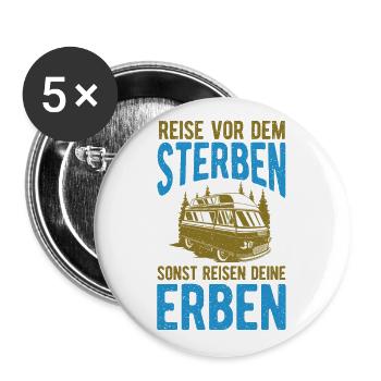 Renter Camping Geschenk - Buttons groß 56 mm (5er Pack) - Weiß - Vorne