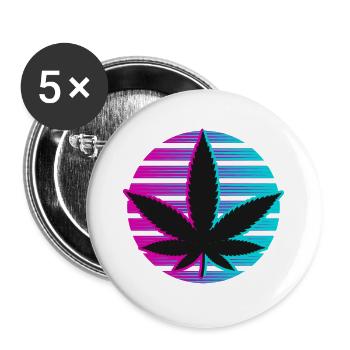 Kiffen herbe kiffer cannabis 420 Neon - Lot de 5 grands badges (56 mm) - blanc - Devant