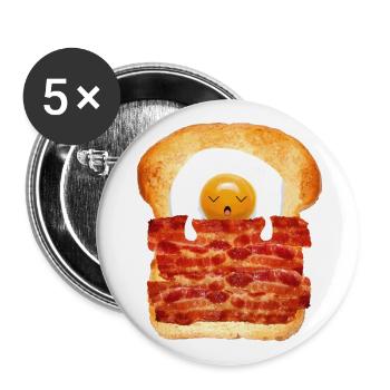 Egg, Bacon & Toast - Buttons large 2.2''/56 mm (5-pack) - white - Front