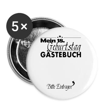 18. Geburtstag Gästeliste - Buttons groß 56 mm (5er Pack) - Weiß - Vorne