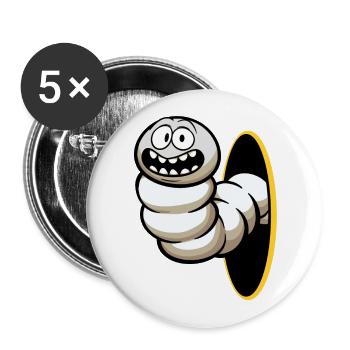 Sweet fat caterpillar comes from a hole motif - Buttons large 2.2''/56 mm (5-pack) - white - Front