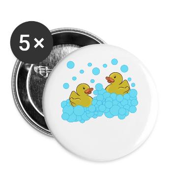 Canards en caoutchouc canards en caoutchouc bulles de savon - Lot de 5 grands badges (56 mm) - blanc - Devant