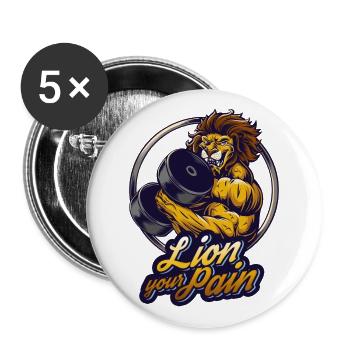 Bodybuilder muscle lion lie your pain saying - Buttons large 2.2''/56 mm (5-pack) - white - Front
