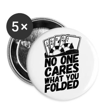 Poker Pokern Karten Spruch Folded - Buttons groß 56 mm (5er Pack) - Weiß - Vorne