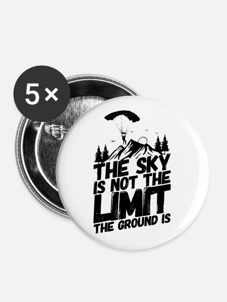 Fallschirm Skydiving Boden - Buttons groß 56 mm (5er Pack) - Weiß