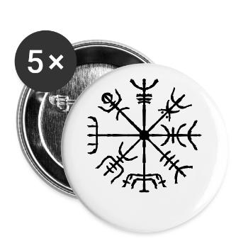 Wikinger Kompass Vegvisir Nordisches Zeichen - Buttons groß 56 mm (5er Pack) - Weiß - Vorne