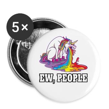 Ew People Licorne - Lot de 5 grands badges (56 mm) - blanc - Devant