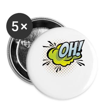 Cool 90s design OH! - Buttons large 2.2''/56 mm (5-pack) - white - Front