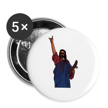 Jesus skates – Le style sacré sur la planche - Lot de 5 grands badges (56 mm) - blanc - Devant