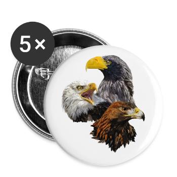 Raubvögel - Buttons groß 56 mm (5er Pack) - Weiß - Vorne