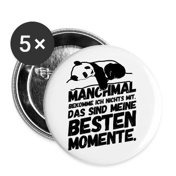Panda Lustiger Spruch - Buttons groß 56 mm (5er Pack) - Weiß - Vorne