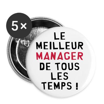 Le meilleur Manager de tous les temps ! - Lot de 5 grands badges (56 mm) - blanc - Devant