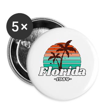 Palmiers Floride 1984 - Lot de 5 grands badges (56 mm) - blanc - Devant