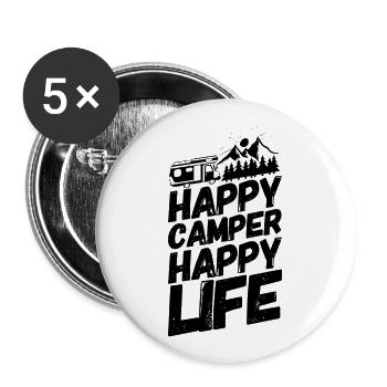 Camper Camping Camping Glück II - Buttons large 2.2''/56 mm (5-pack) - white - Front