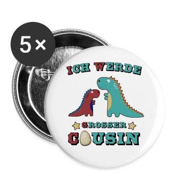 Ich werde Cousin für grosse Cousins 2020 - Buttons groß 56 mm (5er Pack) - Weiß - Vorne
