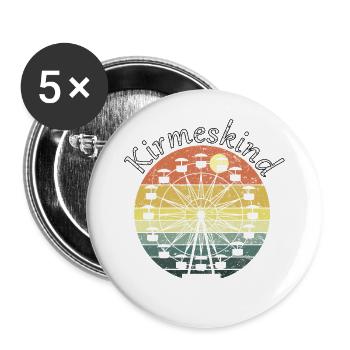Kirmeskind - Schausteller und Riesenrad - Buttons groß 56 mm (5er Pack) - Weiß - Vorne