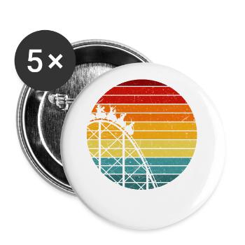 Vintage Roller Coaster Design - Buttons large 2.2''/56 mm (5-pack) - white - Front