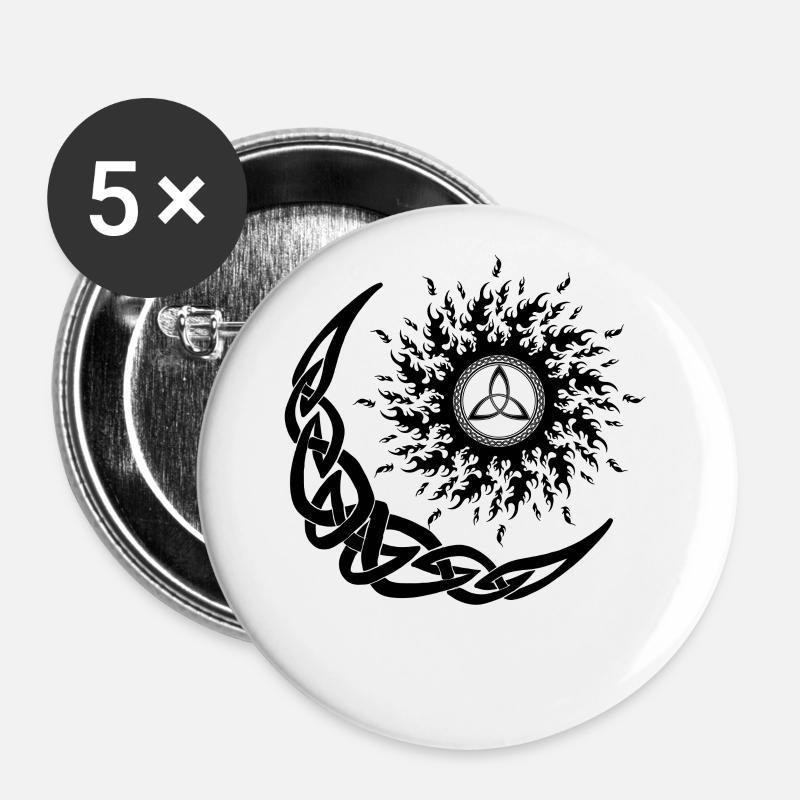 Winter Solstice Viking Sun Moon Tribal - Buttons large 2.2''/56 mm (5-pack) - white