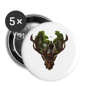 Nature-loving motif for hunters with passion - Buttons large 2.2''/56 mm (5-pack) - white - Front