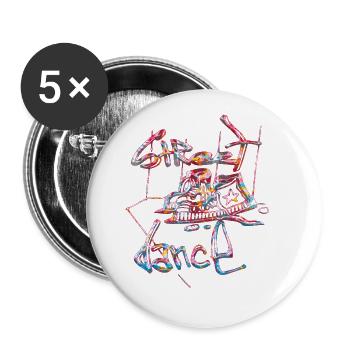 Style graffiti Splash hip hop couleurs peintre couleur - Lot de 5 grands badges (56 mm) - blanc - Devant