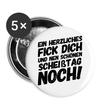 Lustige Sprüche Fick Dich Humor - Buttons groß 56 mm (5er Pack) - Weiß - Vorne