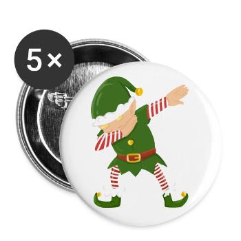 Elf dab dabbing Weihnachten funny Trend Geschenk - Buttons groß 56 mm (5er Pack) - Weiß - Vorne