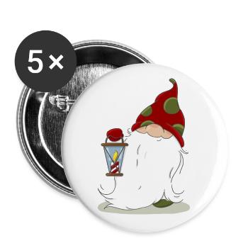Christmas Nordic Elf Elves Dwarf Lantern - Buttons large 2.2''/56 mm (5-pack) - white - Front