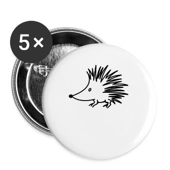 Igel Line Art Strichzeichnung - süße Geschenk Idee - Buttons groß 56 mm (5er Pack) - Weiß - Vorne