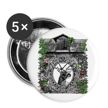 Stadl / deer design / antlers / hunter / costume / - Buttons large 2.2''/56 mm (5-pack) - white - Front
