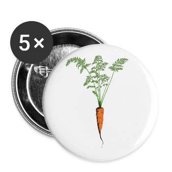 Cadeau de jardin de plantes vintage rétro carotte légume - Lot de 5 grands badges (56 mm) - blanc - Devant